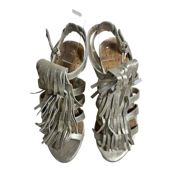 - SAM EDELMAN Gold Fringe Sandal Size 6 - Picture 6 of 17